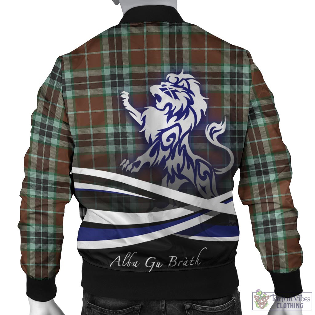 Tartan Vibes Clothing Thomson Hunting Modern Tartan Bomber Jacket with Alba Gu Brath Regal Lion Emblem