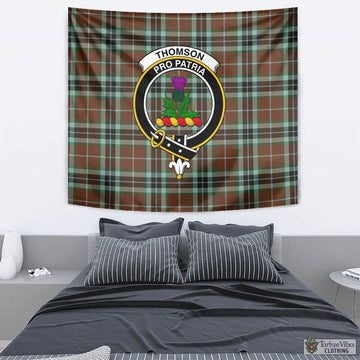 Thomson Hunting Modern Tartan Tapestry Wall Hanging and Home Decor for Room with Family Crest