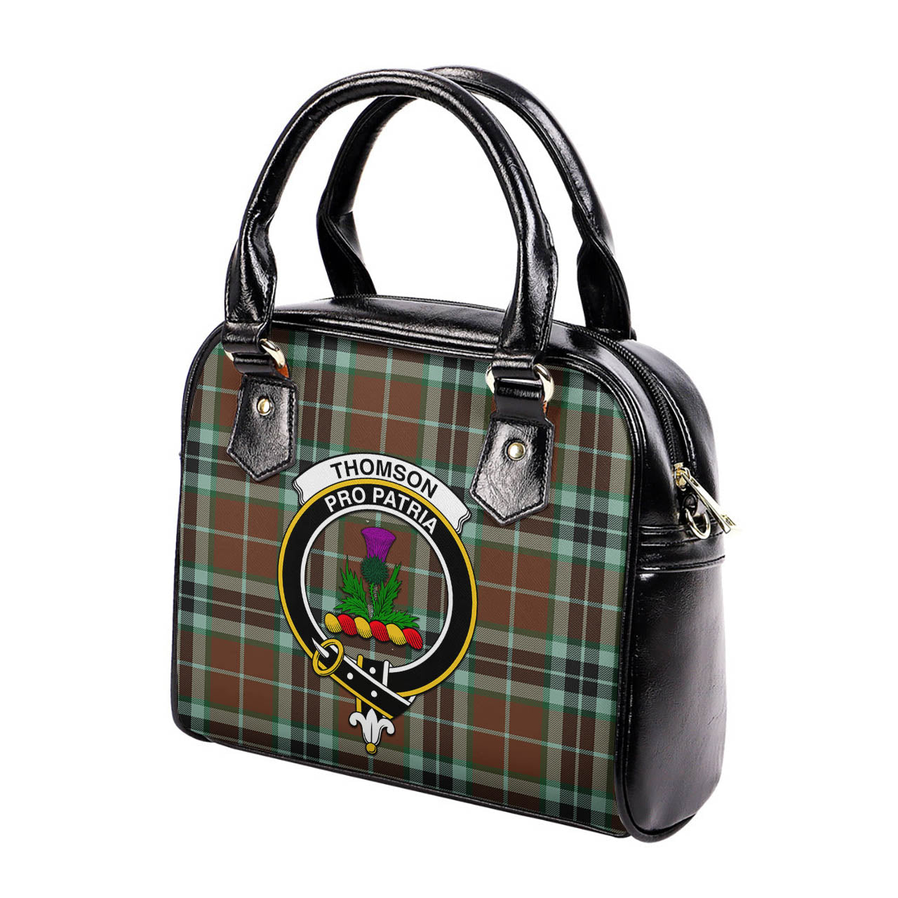 Thomson Hunting Modern Tartan Shoulder Handbags with Family Crest - Tartanvibesclothing