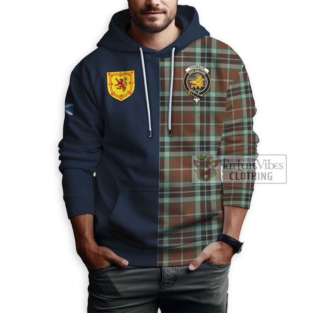 Tartan Vibes Clothing Thomson Hunting Modern Tartan Hoodie with Scottish Lion Royal Arm Half Style