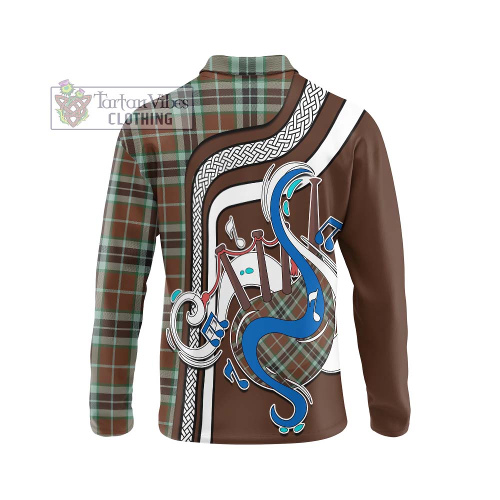 Tartan Vibes Clothing Thomson Hunting Modern Tartan Long Sleeve Polo Shirt with Epic Bagpipe Style