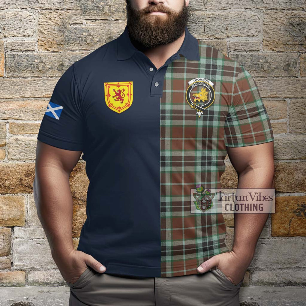 Tartan Vibes Clothing Thomson Hunting Modern Tartan Polo Shirt with Scottish Lion Royal Arm Half Style