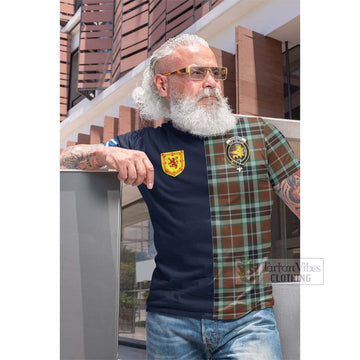 Thomson Hunting Modern Tartan Cotton T-shirt with Scottish Lion Royal Arm Half Style