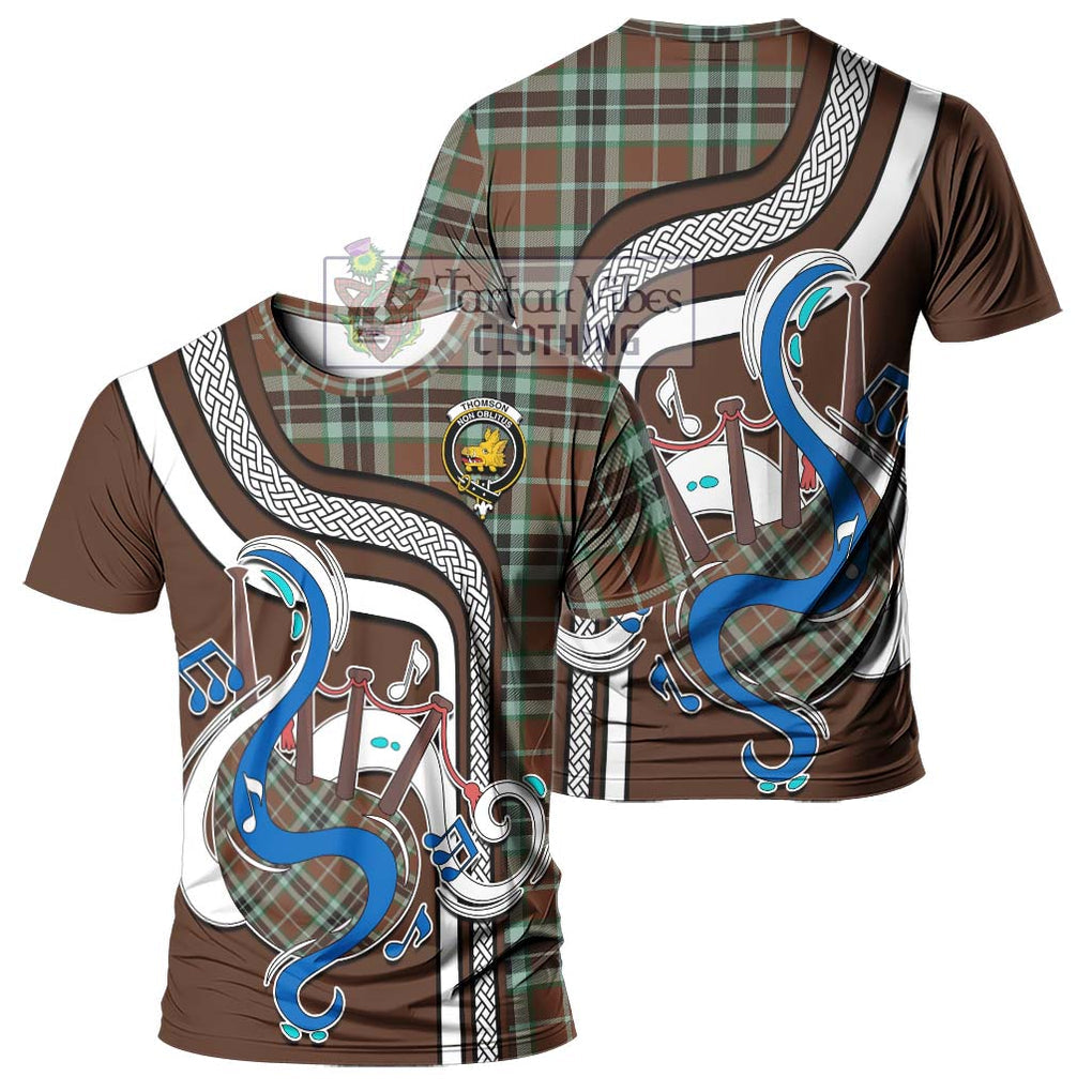 Thomson Hunting Modern Tartan T-Shirt with Epic Bagpipe Style - Tartanvibesclothing Shop