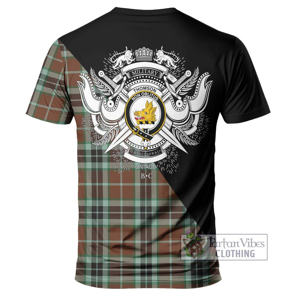 Thomson Hunting Modern Tartan T-Shirt with Family Crest and Military Logo Style - Tartanvibesclothing Shop