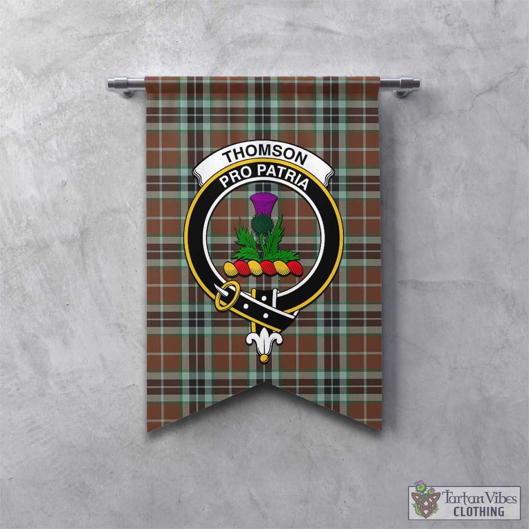 Tartan Vibes Clothing Thomson Hunting Modern Tartan Gonfalon, Tartan Banner with Family Crest