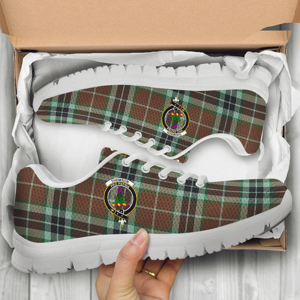 Thomson Hunting Modern Tartan Sneakers with Family Crest - Tartan Vibes Clothing