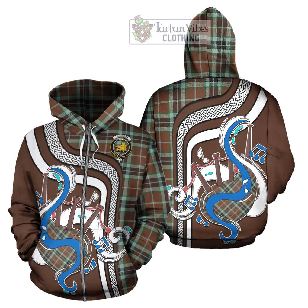 Thomson Hunting Modern Tartan Hoodie with Epic Bagpipe Style - Tartanvibesclothing Shop