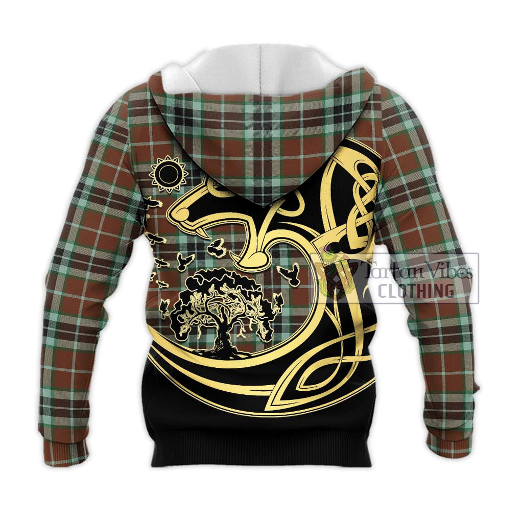 Thomson Hunting Modern Tartan Knitted Hoodie with Family Crest Celtic Wolf Style - Tartan Vibes Clothing