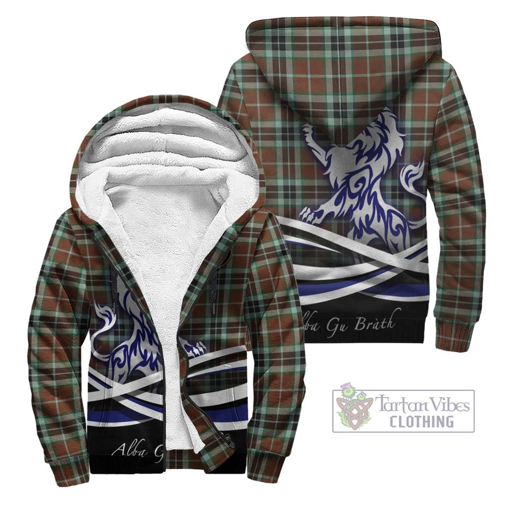 Thomson Hunting Modern Tartan Sherpa Hoodie with Alba Gu Brath Regal Lion Emblem Unisex - Tartanvibesclothing Shop