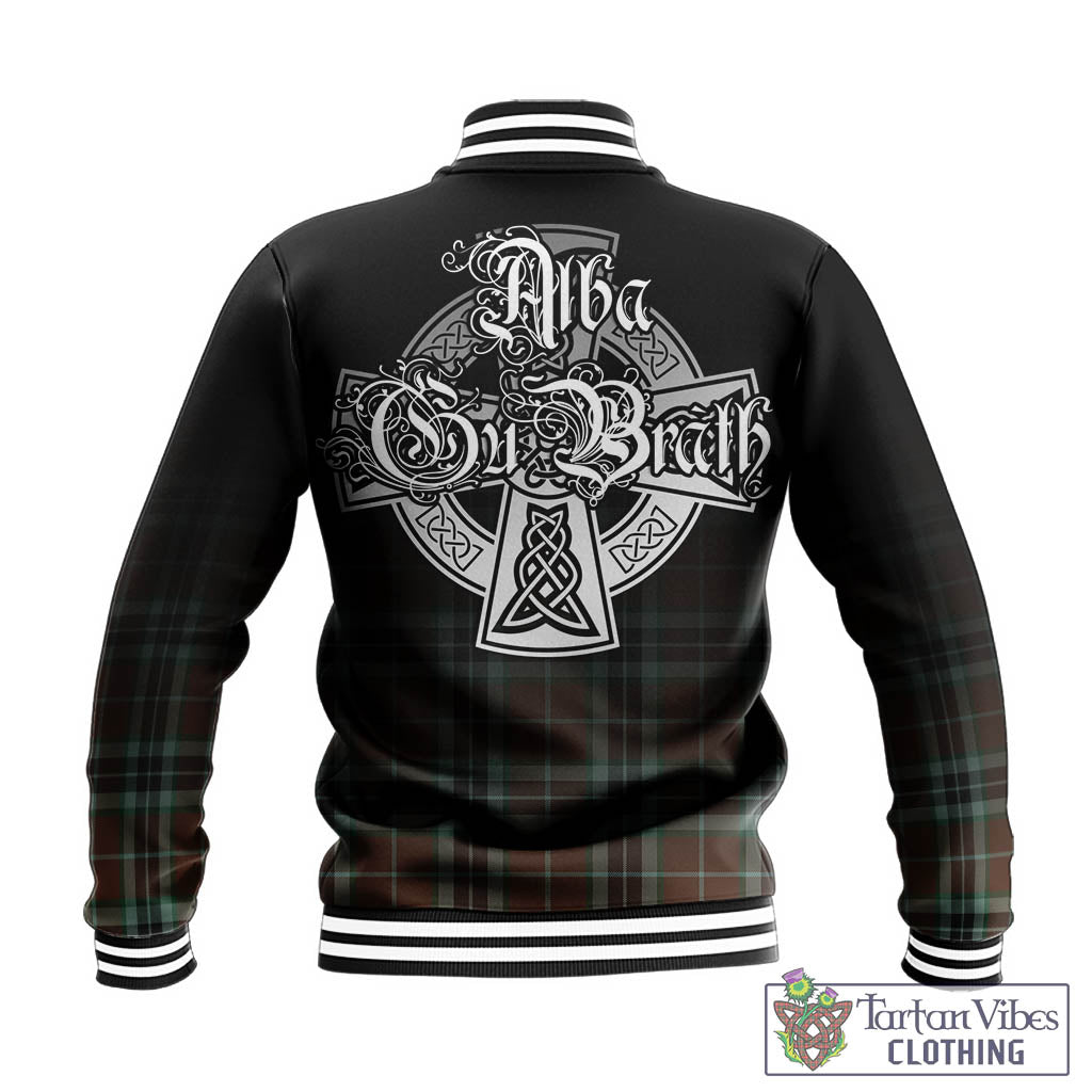 Tartan Vibes Clothing Thomson Hunting Modern Tartan Baseball Jacket Featuring Alba Gu Brath Family Crest Celtic Inspired