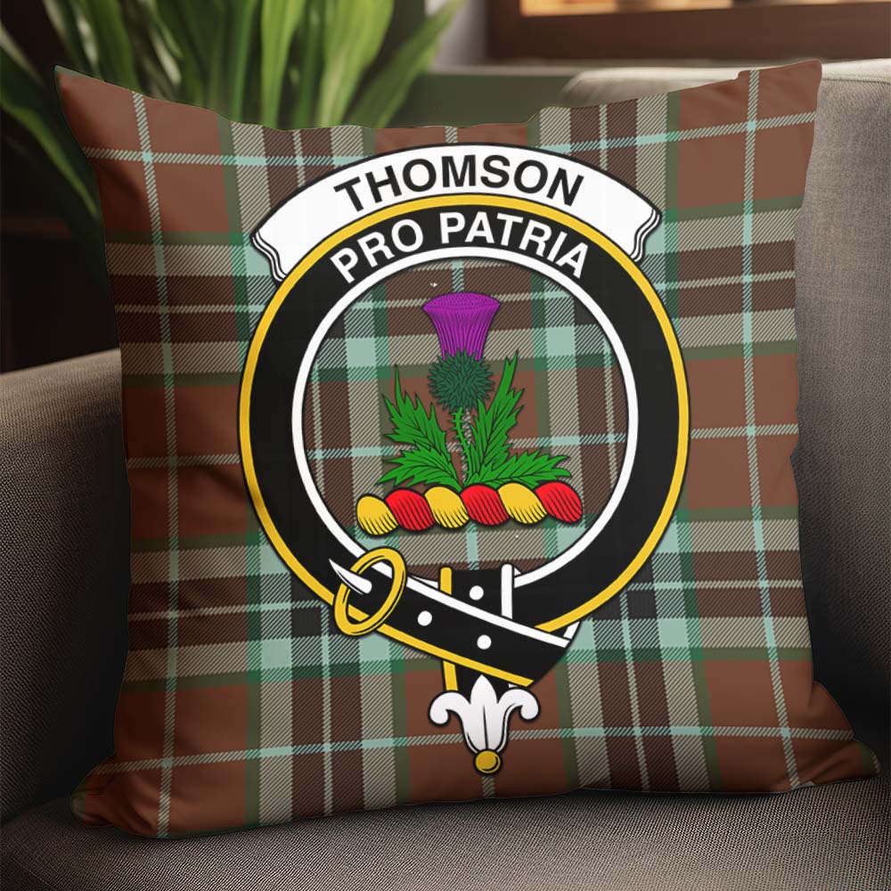 Thomson Hunting Modern Tartan Pillow Cover with Family Crest - Tartanvibesclothing