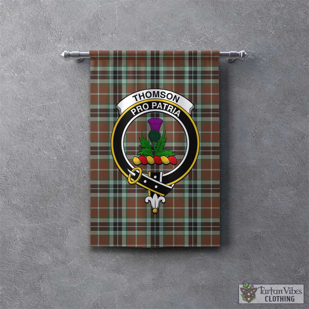 Tartan Vibes Clothing Thomson Hunting Modern Tartan Gonfalon, Tartan Banner with Family Crest