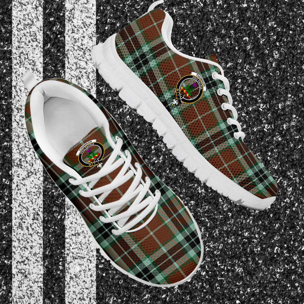 Thomson Hunting Modern Tartan Sneakers with Family Crest - Tartan Vibes Clothing