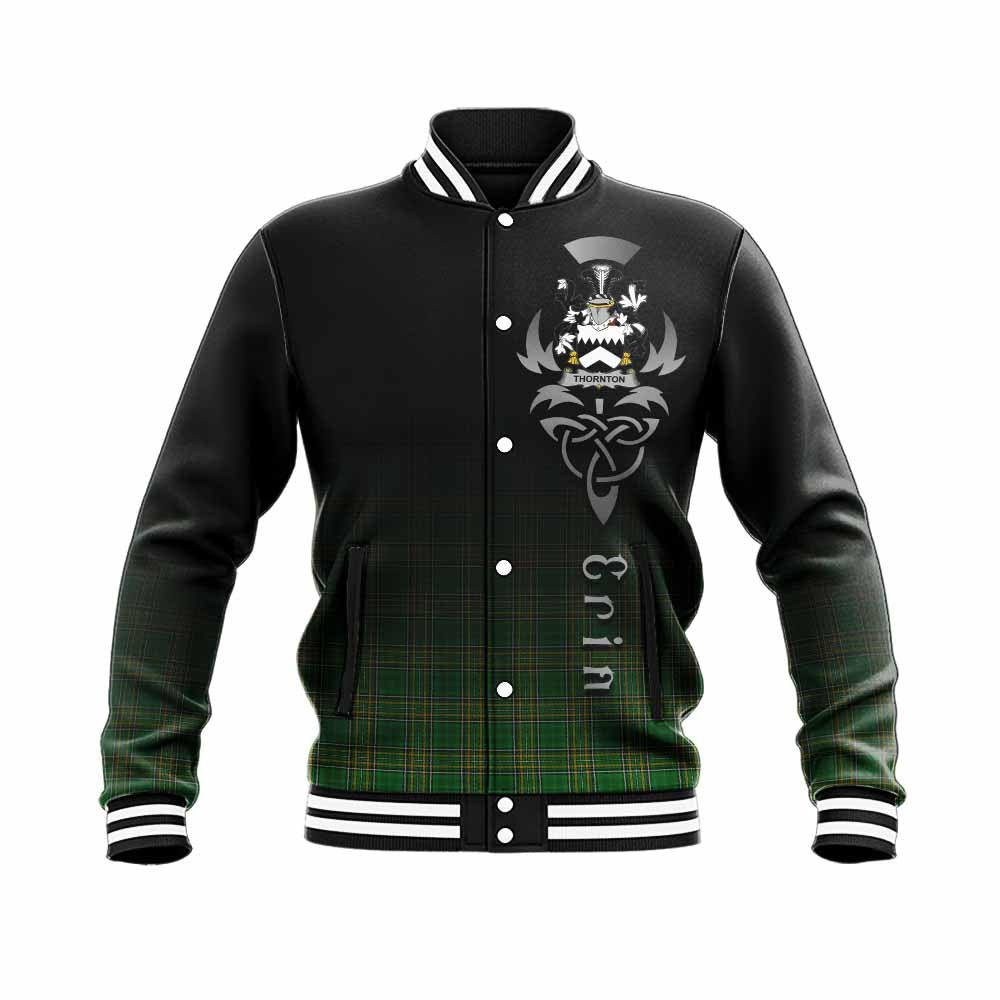 Thornton Irish Clan Baseball Jacket with Coat of Arms Erin Go Bragh Celtic Inspired Unisex - Tartan Vibes Clothing