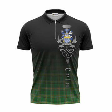 Ticheborne Irish Clan Zipper Polo Shirt with Coat of Arms Erin Go Bragh Celtic Inspired Unisex - Tartan Vibes Clothing