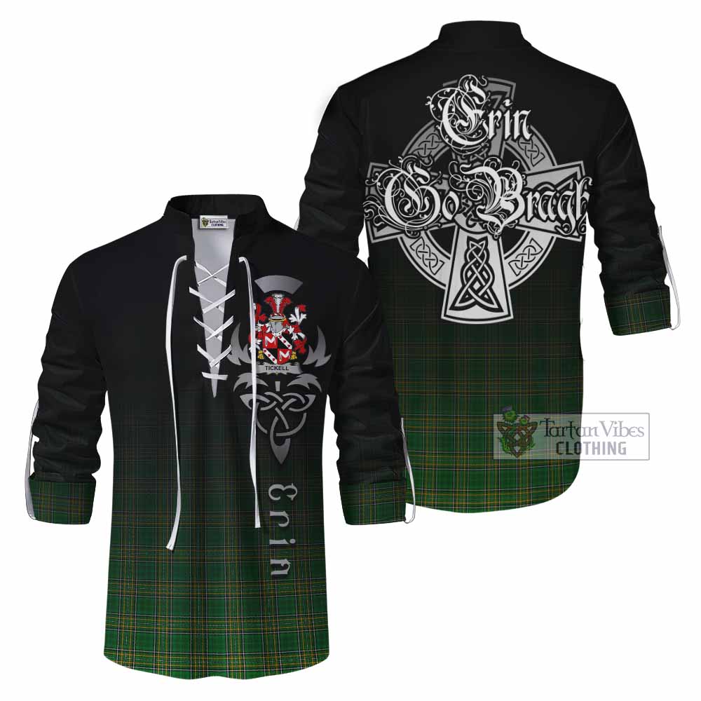 Tickell Irish Clan Ghillie Kilt Shirt with Coat of Arms Erin Go Bragh Celtic Inspired - Tartan Vibes Clothing