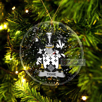 Tighe Irish Clan Christmas Glass Ornament with Coat of Arms