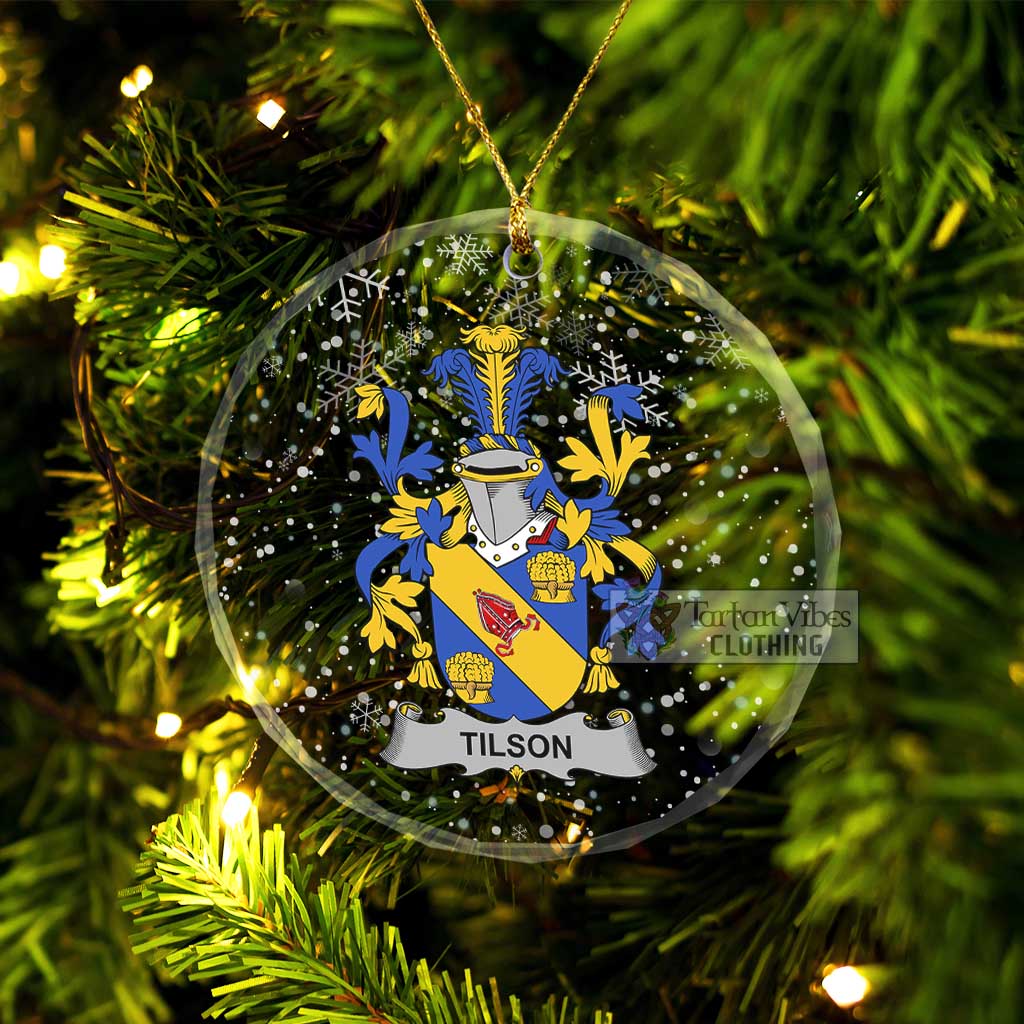 Tilson Irish Clan Christmas Glass Ornament with Coat of Arms Transparent Glass Circle - 2D-tartanvibesclothing