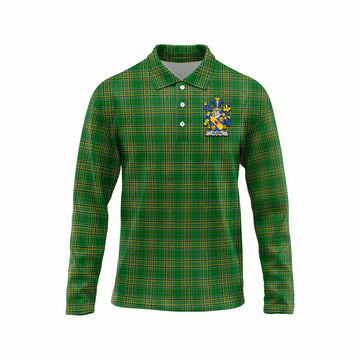 Tilson Irish Clan Tartan Long Sleeve Polo Shirt with Coat of Arms