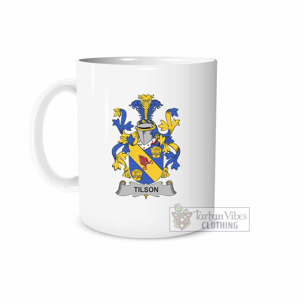 Tilson Irish Clan Coat of Arms Ceramic Mug White - 2D-tartanvibesclothing