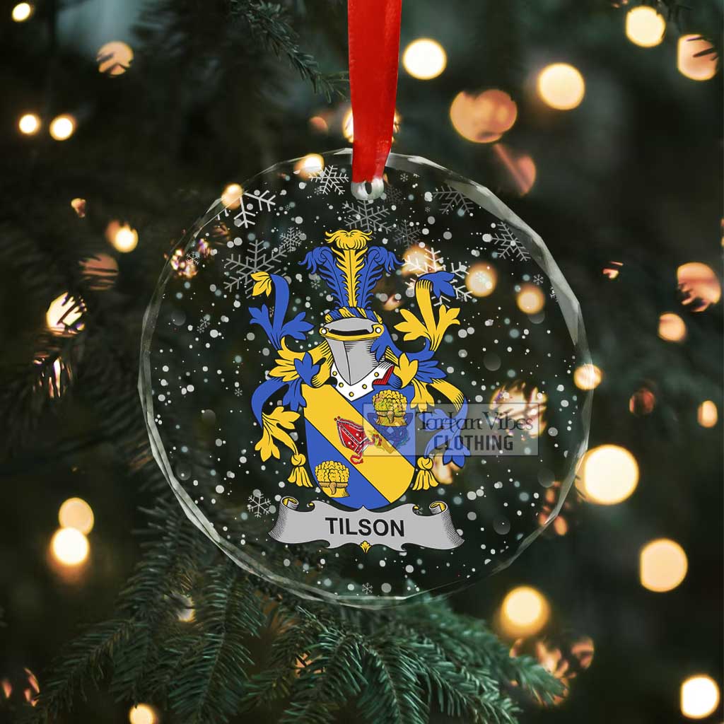 Tilson Irish Clan Christmas Glass Ornament with Coat of Arms - 2D-tartanvibesclothing