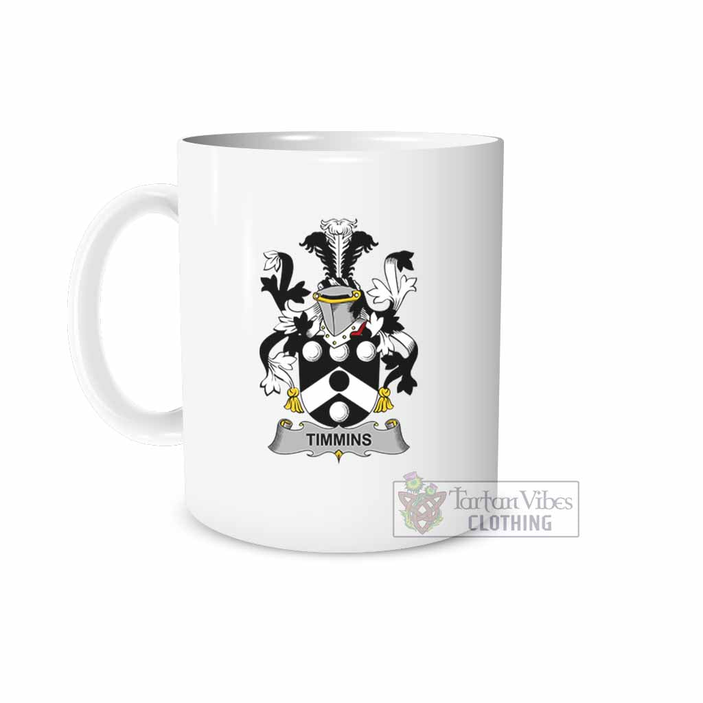 Timmins Irish Clan Coat of Arms Ceramic Mug White - 2D-tartanvibesclothing