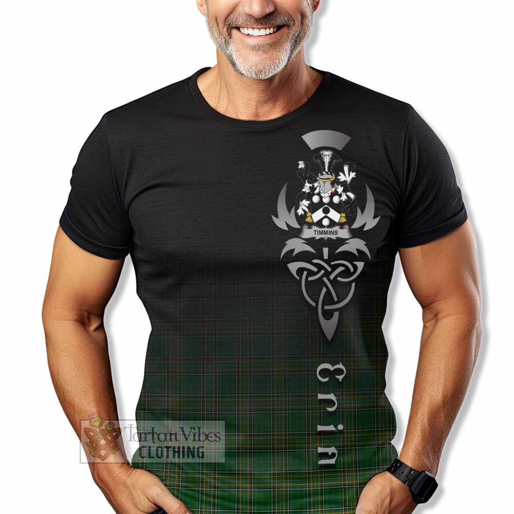 Timmins Irish Clan T-Shirt with Coat of Arms Erin Go Bragh Celtic Inspired - Tartan Vibes Clothing