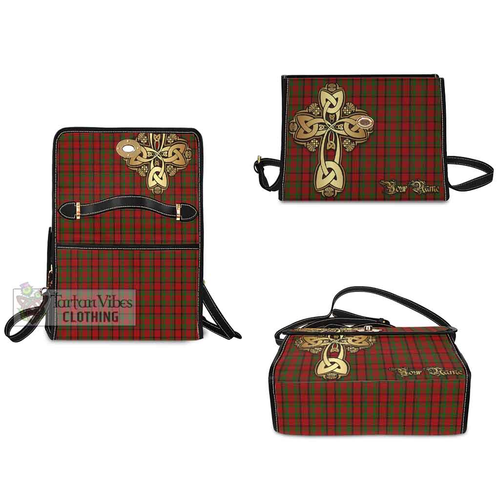 Tartan Vibes Clothing Tipperary County Ireland Tartan Waterproof Canvas Bag Golden Thistle Celtic Cross Style