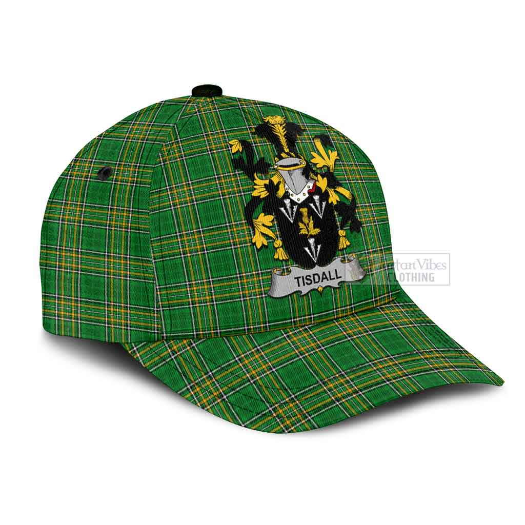 Tartan Vibes Clothing Tisdall Irish Clan Tartan Classic Cap with Coat of Arms