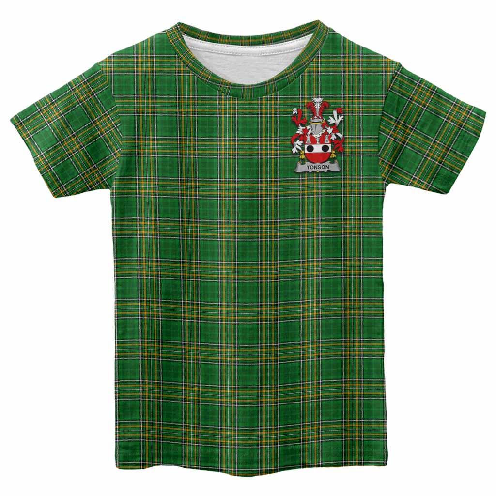 Tonson Irish Clan Tartan Kid T-Shirt with Coat of Arms Youth XL Size14 - Tartan Vibes Clothing