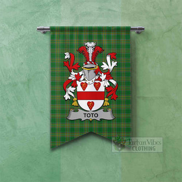 Toto Irish Clan Tartan Gonfalon, Tartan Banner with Coat of Arms Fishtail - Tartan Vibes Clothing