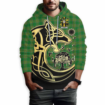 Towers Irish Tartan Hoodie with Coat of Arms Celtic Wolf Style