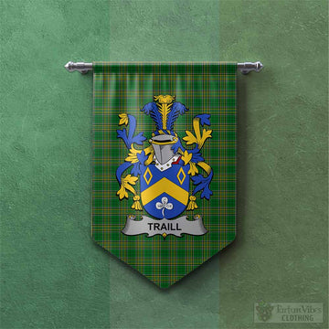 Traill Irish Clan Tartan Gonfalon, Tartan Banner with Coat of Arms Chevron - Tartan Vibes Clothing