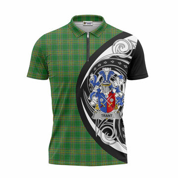 Trant Irish Clan Zipper Polo Shirt Celtic Circle Style Unisex - Tartan Vibes Clothing
