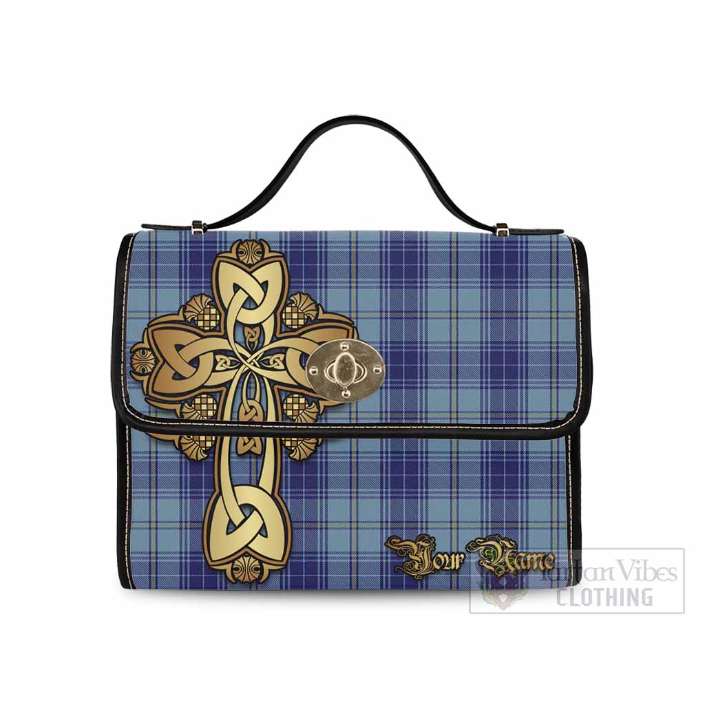 Tartan Vibes Clothing Traynor Tartan Waterproof Canvas Bag Golden Thistle Celtic Cross Style