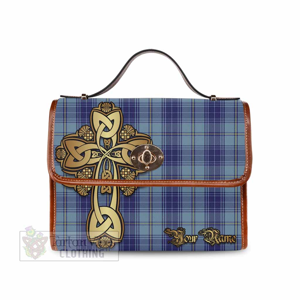 Tartan Vibes Clothing Traynor Tartan Waterproof Canvas Bag Golden Thistle Celtic Cross Style