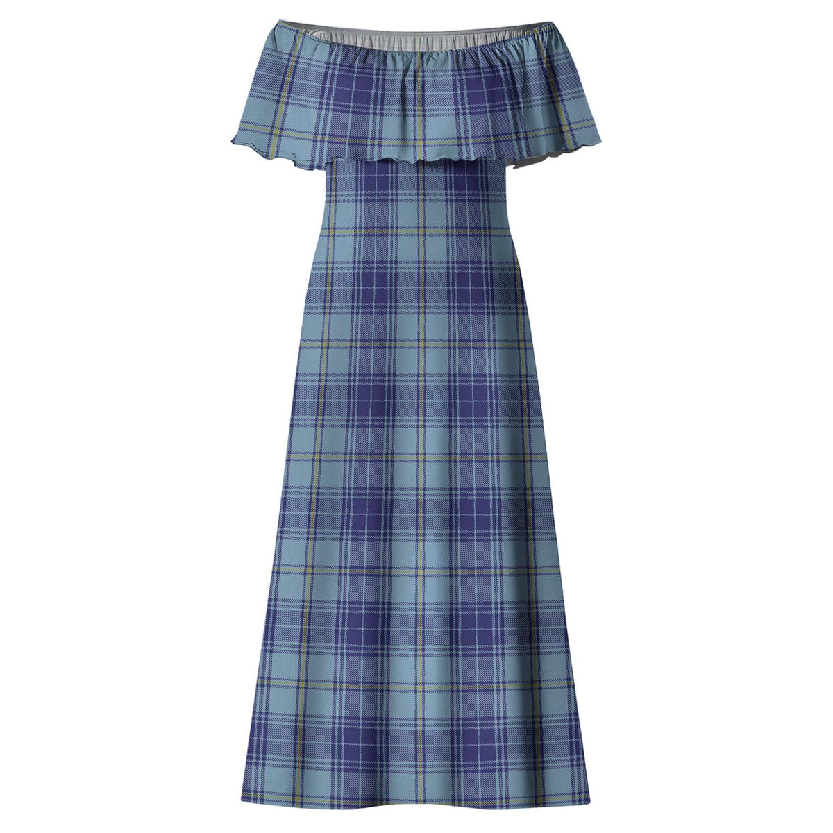 Traynor Tartan Off Shoulder Long Dress - Tartan Vibes Clothing