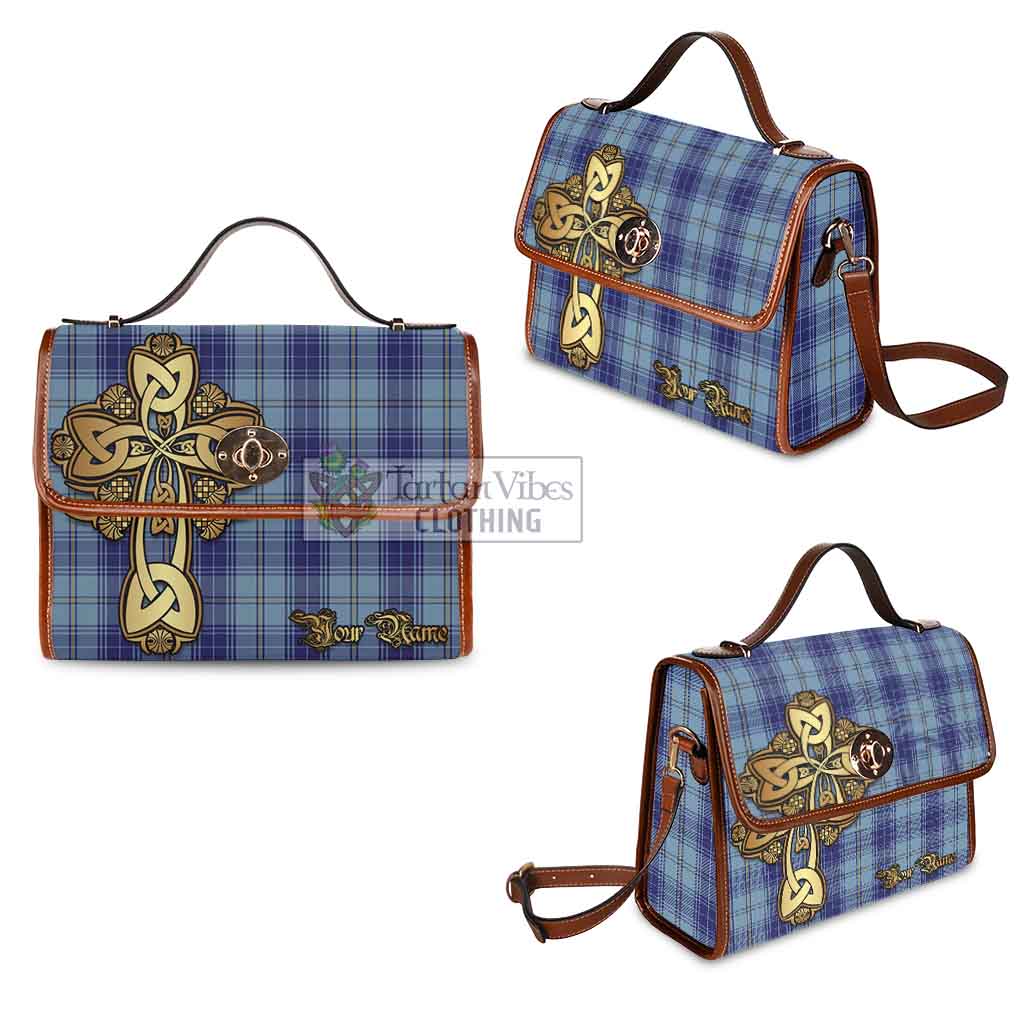 Tartan Vibes Clothing Traynor Tartan Waterproof Canvas Bag Golden Thistle Celtic Cross Style