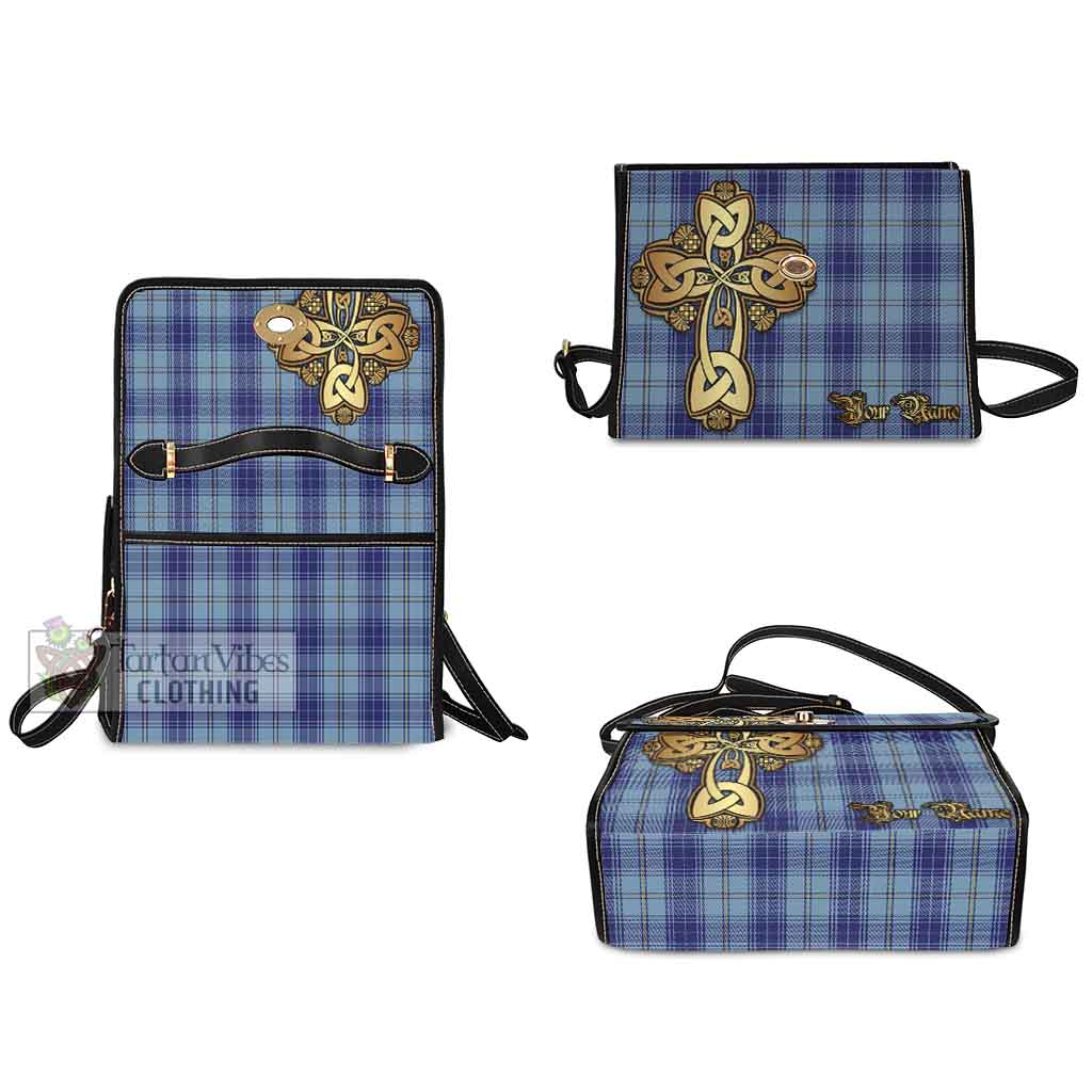 Tartan Vibes Clothing Traynor Tartan Waterproof Canvas Bag Golden Thistle Celtic Cross Style