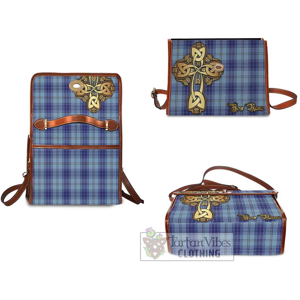 Tartan Vibes Clothing Traynor Tartan Waterproof Canvas Bag Golden Thistle Celtic Cross Style