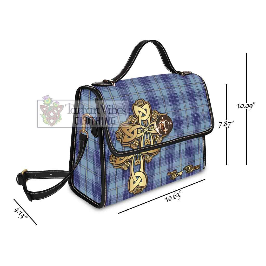 Tartan Vibes Clothing Traynor Tartan Waterproof Canvas Bag Golden Thistle Celtic Cross Style