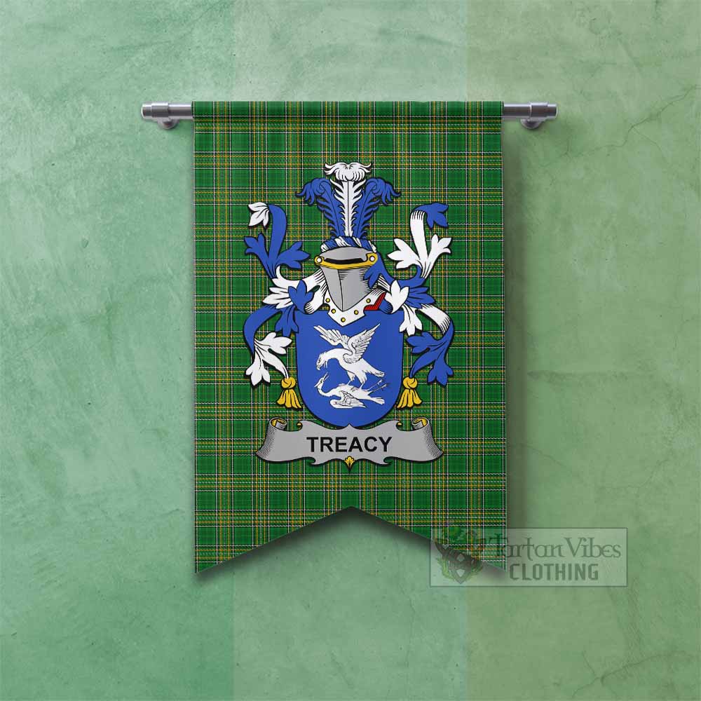 Treacy Irish Clan Tartan Gonfalon, Tartan Banner with Coat of Arms Fishtail - Tartan Vibes Clothing