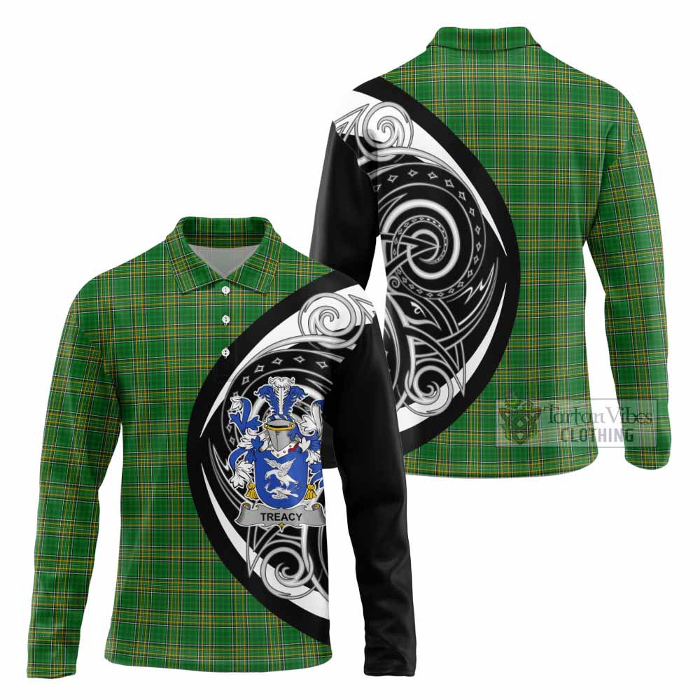 Treacy Irish Clan Long Sleeve Polo Shirt Celtic Circle Style - Tartan Vibes Clothing