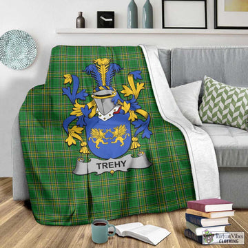 Trehy Irish Clan Tartan Blanket with Coat of Arms - Tartan Vibes Clothing