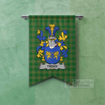 Trehy Irish Clan Tartan Gonfalon, Tartan Banner with Coat of Arms Fishtail - Tartan Vibes Clothing
