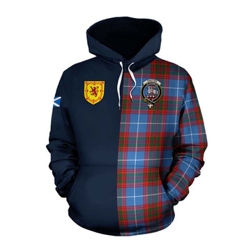 Trotter Tartan Cotton Hoodie Alba with Scottish Lion Royal Arm Half Style