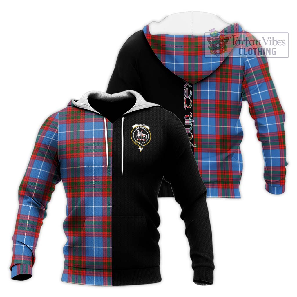 Tartan Vibes Clothing Trotter Tartan Knitted Hoodie with Family Crest and Half Of Me Style