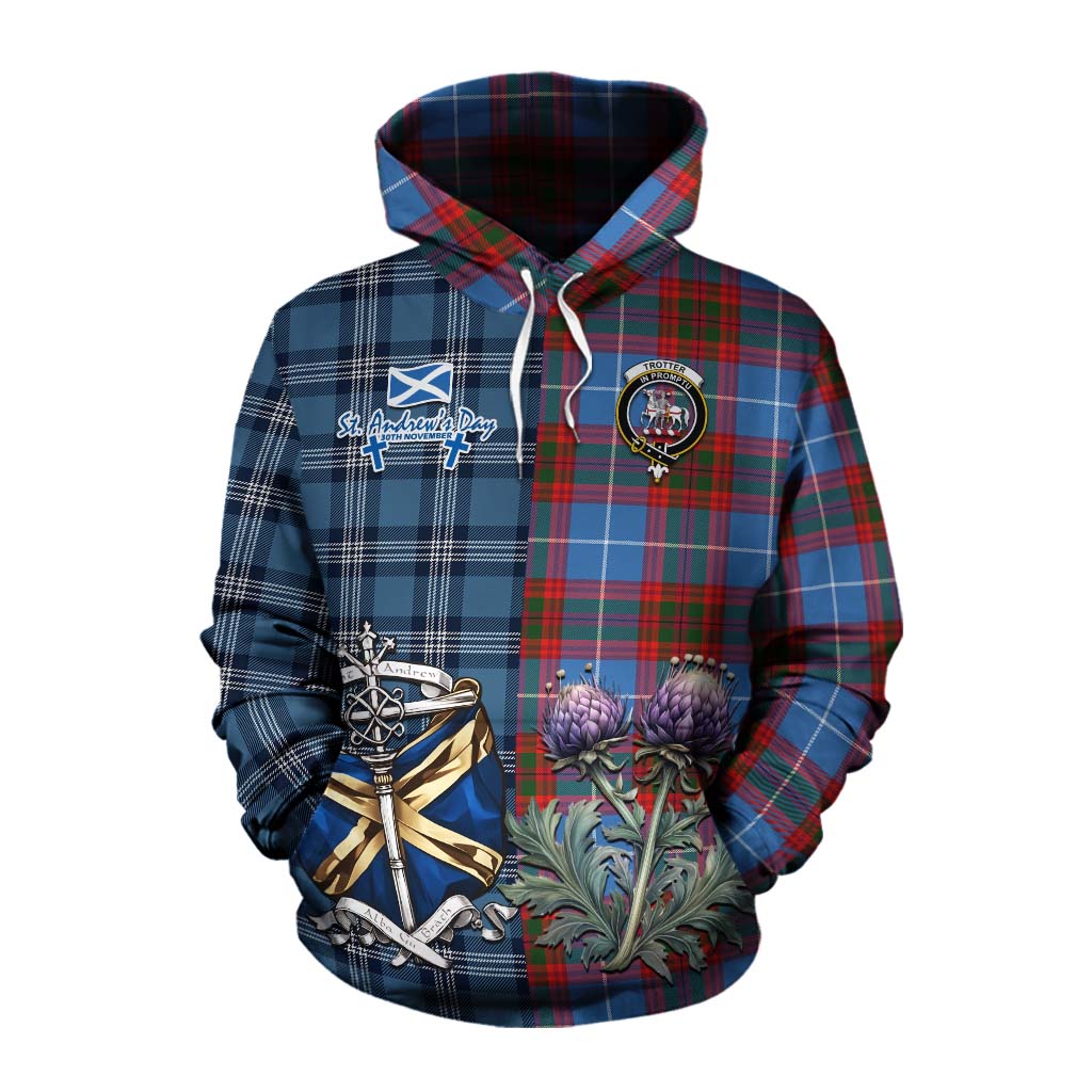 Tartan Vibes Clothing Trotter Tartan Cotton Hoodie Happy St. Andrew's Day Half Tartan Style