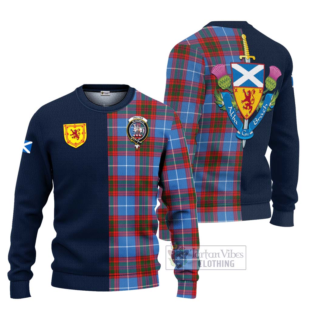 Tartan Vibes Clothing Trotter Tartan Knitted Sweater with Scottish Lion Royal Arm Half Style